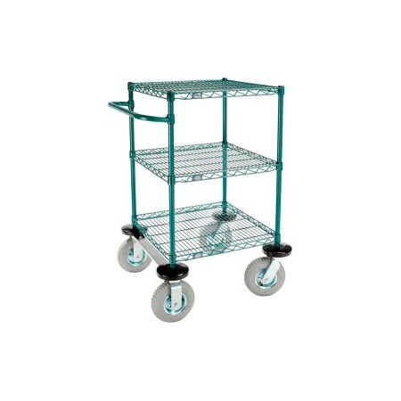 Gec Nexel 3 Shelf Cart, Poly-Green, 24"L x 24"W x 43"H, Pneumatic Rigid Casters SC2424NG3